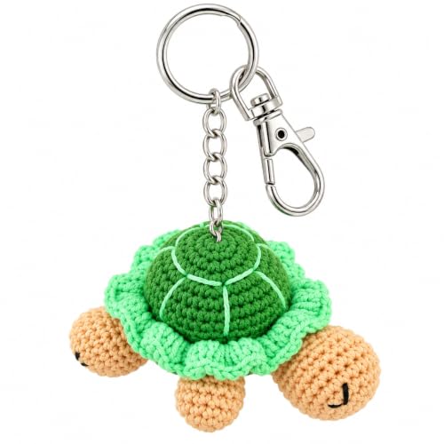Turtle Crochet Keychain, Handmade Sea Turtle Amigurumi Bag Charm, Green