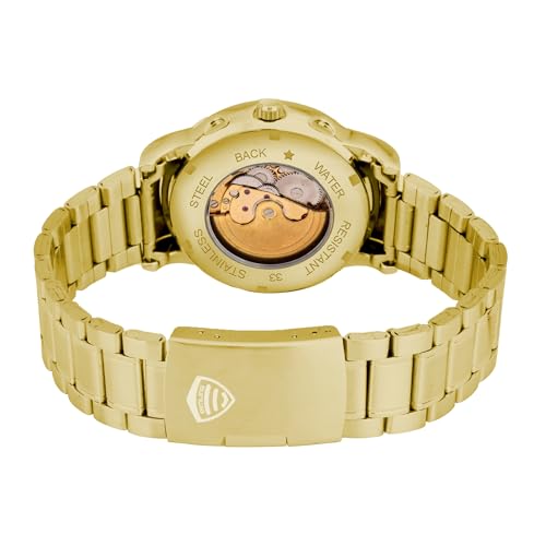 Image of Benling Men's Skeleton Automatic Analog Watch Combo | Open Gear Dial | Leather and Stainless Steel Chain Strap | Luxury Mechanical Movement | Casual & Formal Wear Stylish Wrist Watch for Men