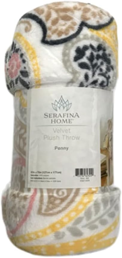 Serafina Home Throw Blanket: Velvelty Soft, Durable Fleece Accent for Bed or Couch (Yellow Paisley, 50 x 70 inches)