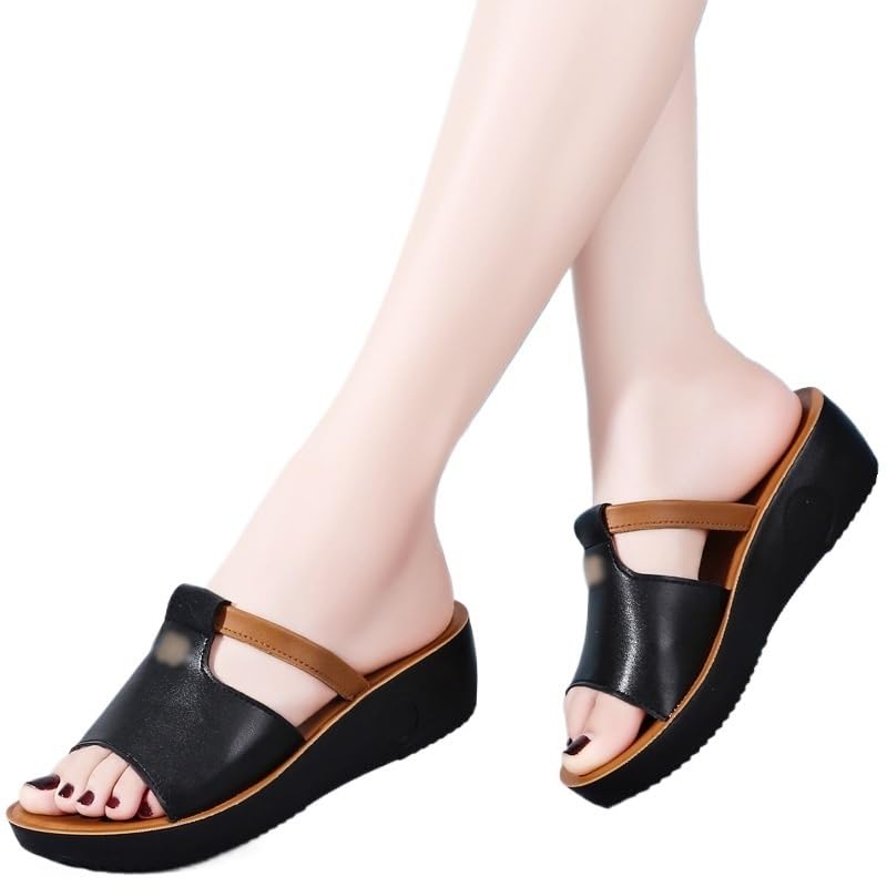 Slippers for Women Wearing Genuine Leather Flat Bottomed Sandals for Women Wearing Versatile Sandals(37)2
