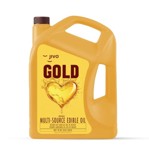 Jivo Gold Refined Oil Perfect Blend of Rice Bran & Sunflower Oil | Cooking Oil | Rich in Antioxidants & Vitamins | Pro Lifestyle | 5L Family Pack
