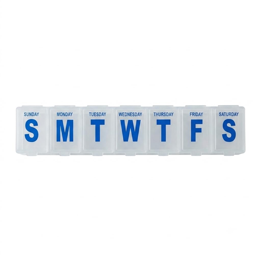 7 Day Weekly Pill Box Organizer 1 Pc | Plastic Medicine Tablet Storage Case with Daily Compartments | Portable Vitamin Supplement Holder for Home Travel and Daily Use-image-38