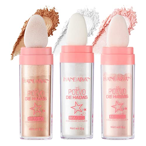 Yotfieot Glamaz Highlight Powder Stick, HANDAIYAN Polvo De Hadas Highlighter, Body Brightens The Natural Three-Dimensional Face Blusher (3 Colors)