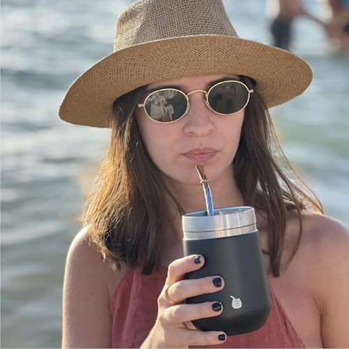 Image of MyGaucho Yerba Mate Cup Gourd Set, Large 10oz, 2 Bombillas & Spill-Prev Lid | Includes BPA-free lid and cleaning brush for easy prep, comfortable sipping, and simple cleanup at home, work, or on the go