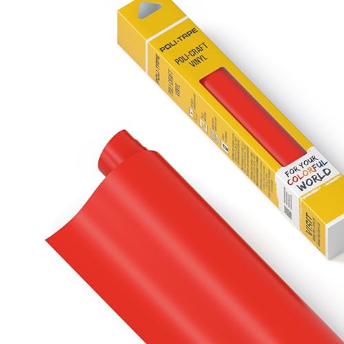 POLI-CRAFT Vinyl Klebefolie (REMOVABLE) - selbstklebende Plotterfolie für DIY-Projekte, Rot matt, 30,5 cm x 183 cm