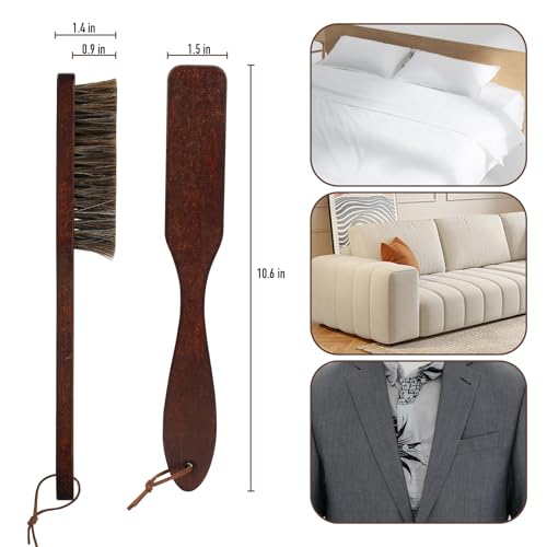 EUVIA Soft 100% Naturpferdehaar Polsterbürste mit Holzgriff, Premium Rosshaarbürste zur StaubNaturborsten Fusselbürste zur Reinigung von Filzhut/Cowboyhut/Schuhen/Kleidung/Polstermöbeln/Hut/Bank