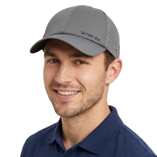 TOP-EX UVCoolix Sonnenschutz Kühlende Baseballkappe Herren Sommer Atmungsaktiv Leichte Sport Kappe mit Wasserabweisend Schnelltrocknend Mesh Lauf Fitness Cap Dunkelgrau M/L