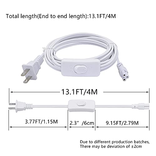 SinLoon UL-LP Certification 18AWG T5 T8 LED Wire Connector Power Cord LED Tube Power Extension Cord with on/Off Swith US Plug for LED T5 T8 Light Tube Integrated Extension Cable (13.1FT SW)