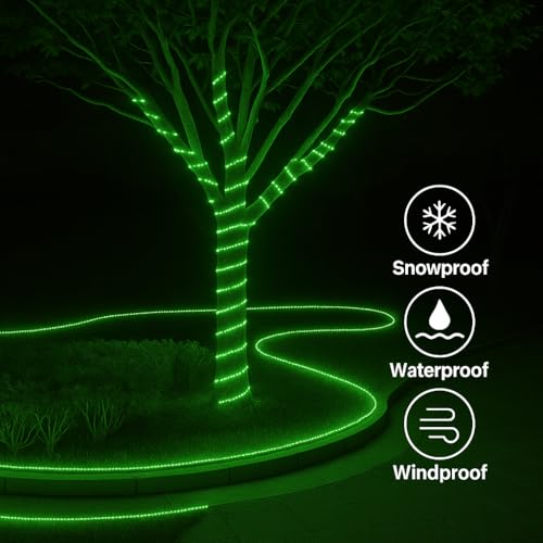 Image of Gesto 3 Meter Rope LED Strip Lights | 120 LED /Mtr Waterproof Outdoor Lights for Balcony, Home Decor, Cove Light for False Ceiling | Flexible, Cuttable Strip Light for Diwali Decoration - Green
