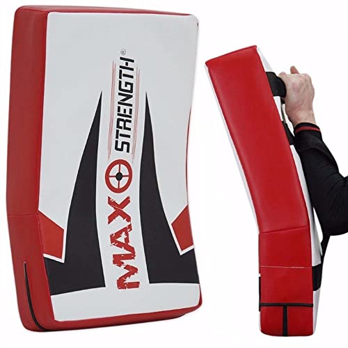MAXSTRENGTH Bouclier de frappe professionnel pour l'entraînement de kickboxing | Muay Thai Kick Pad incurvé | Idéal pour le MMA, les arts martiaux, le karaté, l'entraînement Cover