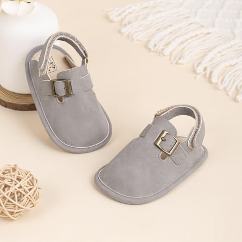 Image of KIDSUN Baby Boys Girls Sandals Adjustable Lightweight House Home Slippers Non Slip Newborn Prewalk First Walk Shoes