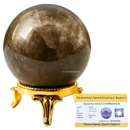 Image of Certified Smoky Quartz Crystal Ball for Meditation - Premium Crystal Vastu Items for Home and Feng Shui Items for Good Luck - Ideal for Pooja Supplies and Spiritual Practices (2 inch Inch)