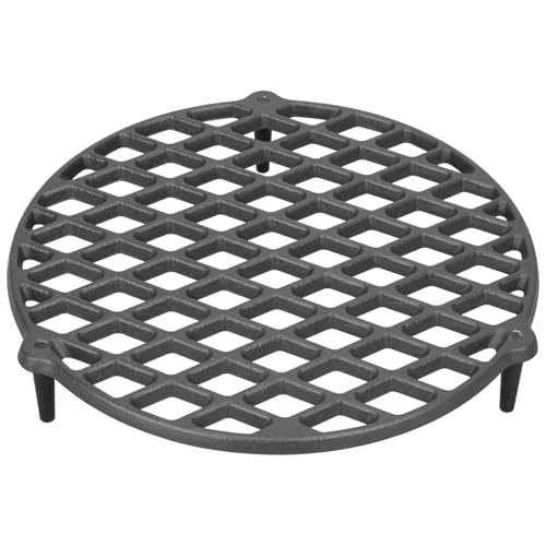 WELL GRILL Grillrost Stapelrost für 6QT & 9QT Dutch Oven Zubehör, Ø 26cm Rund Gusseisen Grillrost mit 3 Beinen Schmortopf Feuertopf Stapelrost Pfannenknecht Untersetzer