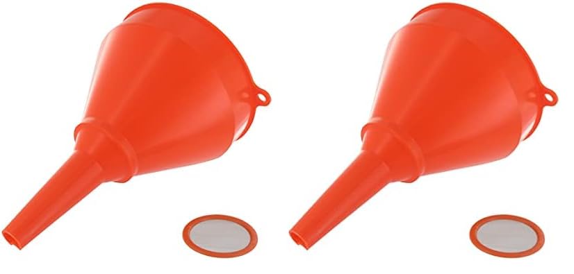 UNIVERSEL - Entonnoir En Plastique - Avec Filtre Amovible - Pour Bricolage Ou Mécanique - 145 mm - Rouge (Lot de 2)