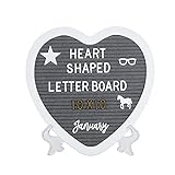 G GAMIT Heart-Shaped Felt Letter Board Message Sign,10x10 inches Message Board with 465 Changeable White&Golden Letters,Numbers,Cursive Words and Stand for Party,Pregnancy,Wall&Tabletop Decor (Gray)