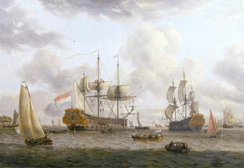 Imprimer affiche toile scène de navigation néerlandaise Abraham Storck décoration bureau 60x90