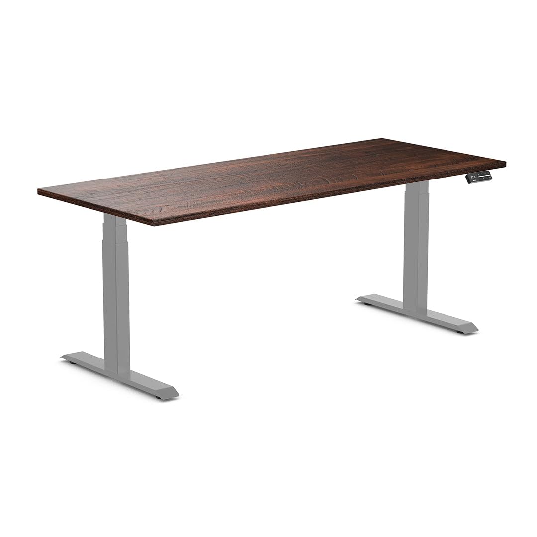 Desky Dual Softwood Sit Stand Desk American Pine 72" Gray