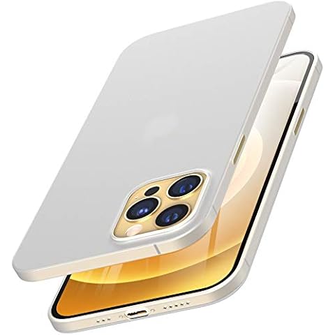 TOZO Compatible for iPhone 12 Case and Compatible for iPhone 12 Pro Case 6.1 inch, Hard Cover 0.35mm World's Thinnest Protect Fit Shell Semi Transparent Lightweight with Matte Finish White Cover