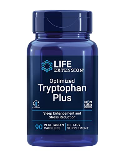 Life Extension Optimized Tryptophan Plus 1000mg - L-Tryptophan Supplement with Niacin and L-Lysine for Healthy Sleep & Stress Response Gluten-Free Non-GMO Vegetarian - 90 Capsules