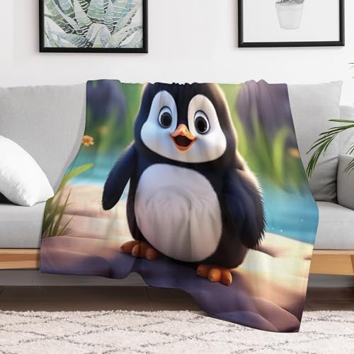 Manta de sofá para el frío suave con estampado de pingüino 3