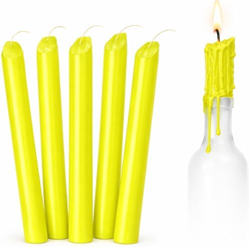 Funny Guy Mugs Drip Candles – 6 Pack Yellow Dripping Wax Candles, 6.5” Unscented Tapers for Bottle Drip Décor & Statement Centerpiece