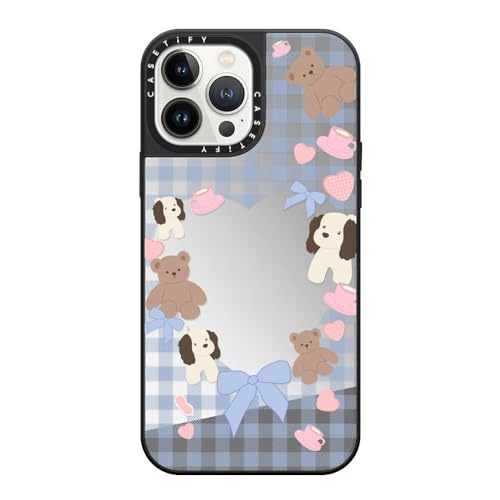 Coque miroir iPhone 13 Pro Max CASETiFY compatible MagSafe en argent sur noir