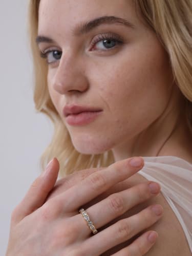 Pearich 14K Gold Rings for Women, Full Bezel Set Eternity Band - 4