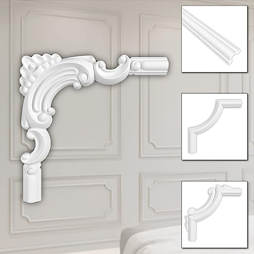 HEXIM Stuckverzierung aus HDPS/PU weiß - Stuckrahmen Wanddeko Bilderrahmen - HCR Wandleisten (2 Stück HCR516-3) Wandleiste Abschlussleiste Fries Stuckleiste Renovierung HDPS