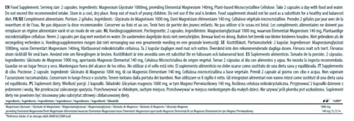 Best Immune International Natürliches Magnesiumglycinat 500 mg 100 Vegane Kapseln in Öko-Verpackung