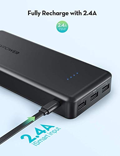 Upgraded RAVPower Portable Charger 22000mAh, Power Bank External Battery with Tri-output Battery Pack, High-Capacity Portable Phone Charger Compatible with iPhone 12 Mini Pro Max 11 Pro Samsung Galaxy