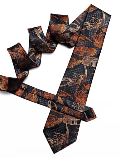Image of Barry.Wang Classic Mens Ties Silk Necktie Pocket Square Cufflinks Set Woven Designer Wedding Business