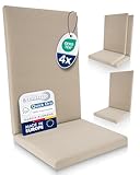 Beautissu Premium Set de 4 Cojínes Sillas Jardin con Respaldo Alto 100% Impermeable 120x50cm – Cómoda Fácil Cuidar Cojín Silla Exterior para Muebles Jardín – Acolchado Secado Rápido Beige