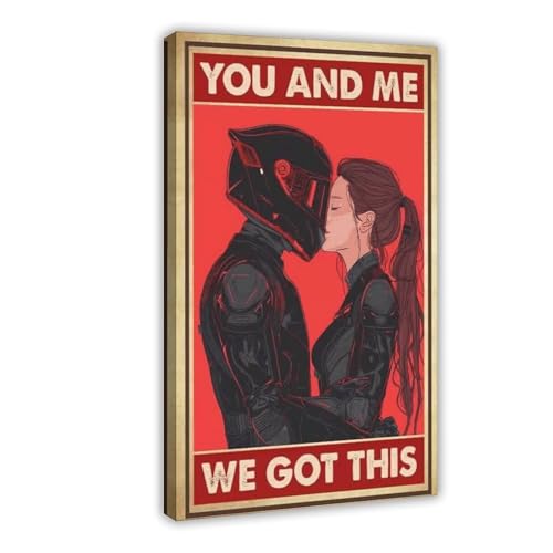 Poster couple de motos sur toile : oubliez les murs vides, 40x60 cm