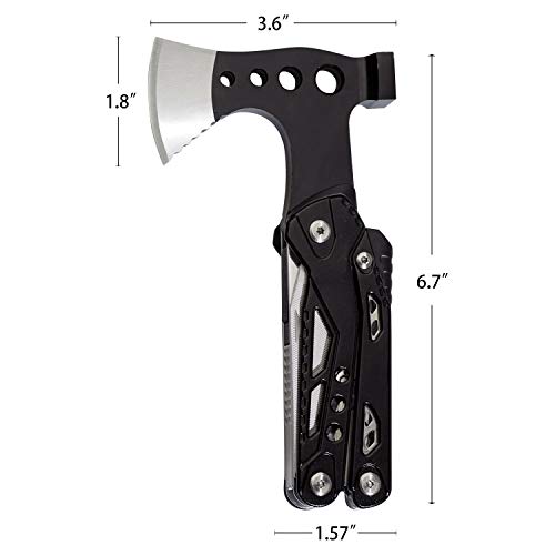 Camping Multitool Accessories Gifts for Men 15-in-1 Pocket Fold Survival Compact Tools with Knife Axe Hammer Plier Bottle Opener Durable Supplies Kit for Fishing Hunting Backpacking Hiking