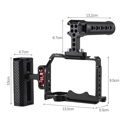 Image of Andoer Video Cage for Camera Filming Equipment, Camera Rig + Top Handle + Side Handle Kit Aluminium Alloy Video Cage with Cold Shoe Holders