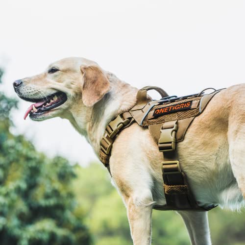 OneTigris X Commander Taktisches Hundegeschirr, Air Mesh Brustgeschirr Hund mit 1 Komfortgriff und 2 Metall-D-Ring, Hochpräzises Laserschneiden Langlebig Nylon Geschirr Hund mit Reflektierenden