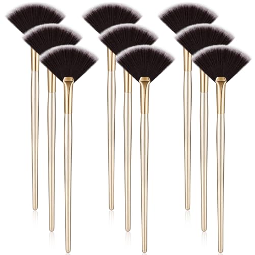 Image of 9 Pieces Facial Fan Mask Brushes, Soft Facial Applicator Brushes Tools for Peel Glycolic Makeup for Mud Cream(Brown)