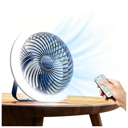 Lampe de Camping, 21 cm Ventilateur de Camping avec 3 Vitesses de Vent et 3 Niveaux de Lumière pour Tente, Pêche, Rando