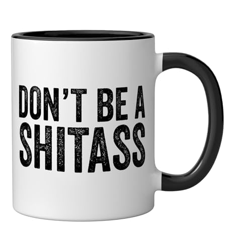 Taza de cerámica Don't Be A Shitass negra/blanca miniatura 2