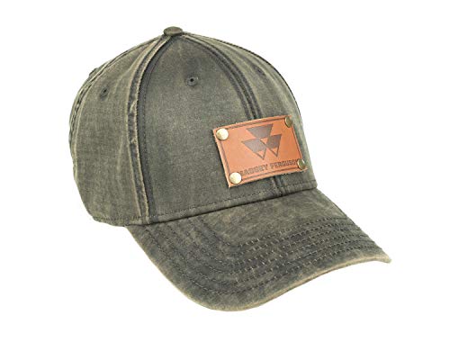 J&D Productions, Inc. Massey Ferguson Tractor Hat, Leather Emblem, Oil Distressed Brown