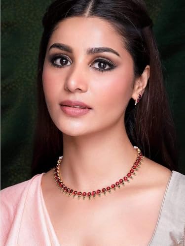 Image of Rubans Necklace Set Gold Plated Traditional Stylish Jewellery Gift for Women & Girls