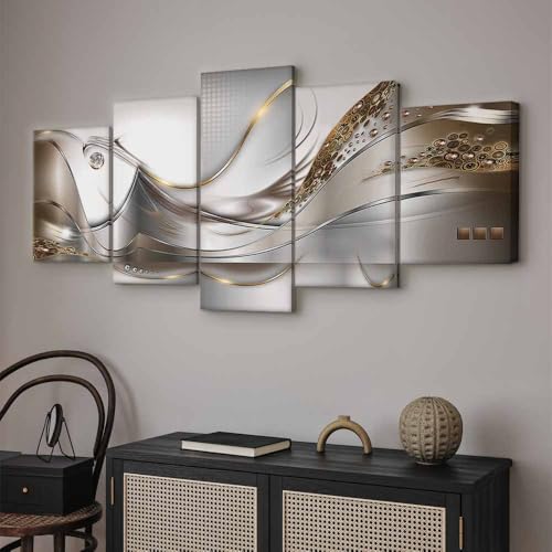 Décoration murale pour salon moderne aux rayures d'or élégantes - 2