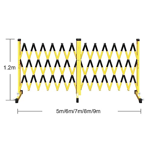 Barrière métallique extensible mobile noir et jaune 1,2x7 m