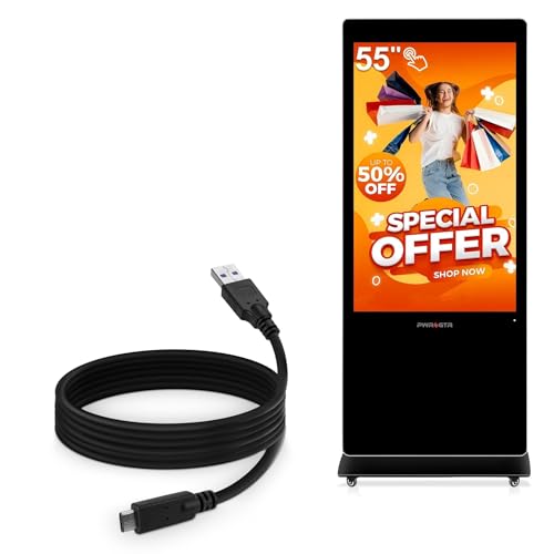 BoxWave Cable Compatible with PWR4GTR 43 Inch Digital Signage - DirectSync - USB 3.0 A to USB 3.1 Type C, USB C Charge and Sync Cable - 6ft - Black