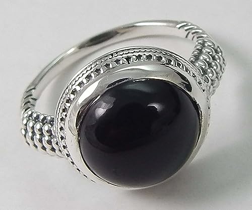 Image of 925 Solid Sterling Silver Handmade Natural Gemstone Black Onyx Ring Dotted & Rope Vintage Ring Cocktail Ring Black Onyx Ring Jewelry Everyday Gift