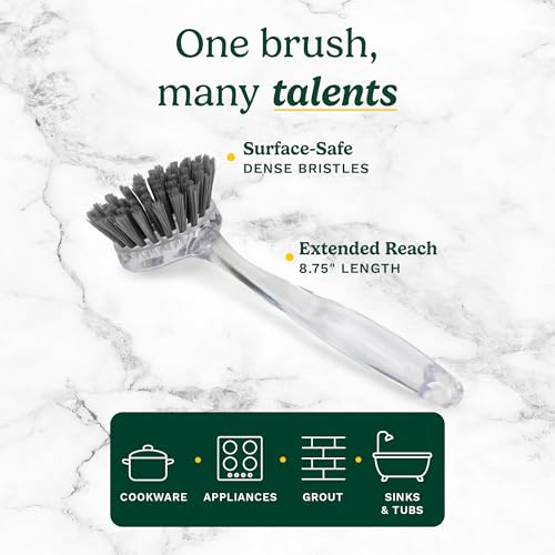 Image of Cuisinart Dish Brush with Handle 2 Pack - Kitchen Scrub Brush for Dishes, Pots & Pans, Non-Scratch Dish Scrubber, Firm Bristles for Sink & Cookware, Comfortable Grip for Everyday Cleaning