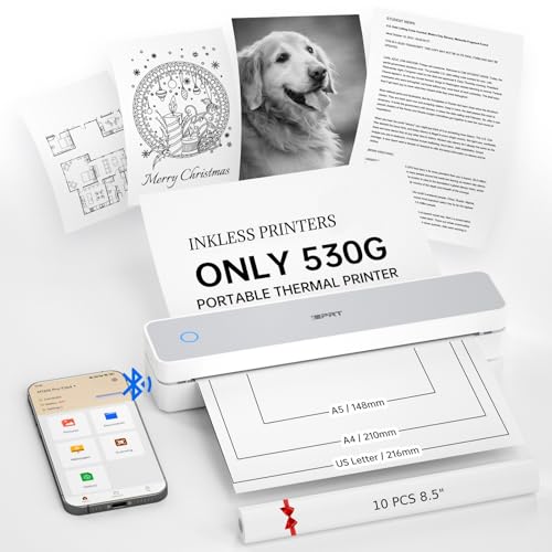Image of iDPRT Portable Inkless Printer for Travel,Wireless Thermal Printers | Support 8.5 inch x 11 inch US Letter /A4,Small Mobile Bluetooth Printer for Home Use,Office,Vehicles,Compatible with Phone & Laptop