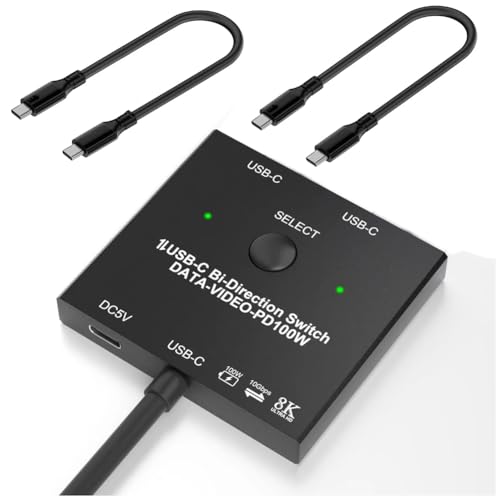 KVM interrupteur USB C pour brancher deux PC portables sur un seul écran avec charge 100W