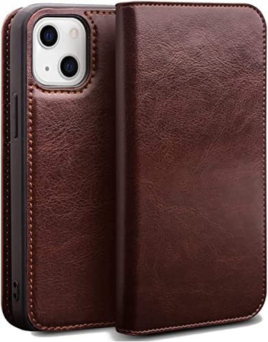 Étui portefeuille iPhone 13 Pro Max cuir marron antichoc fente carte
