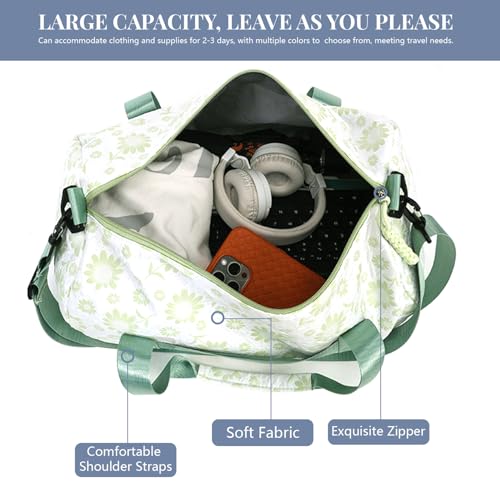 Custom Duffle Bag with Embroidered Name,Personalized Quilted Floral Travel Bag Foldable Dance Gym Gift for Women4